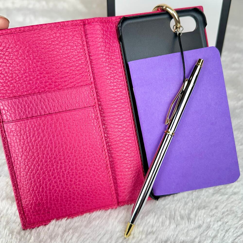 Gucci GG Marmont hot pink leather phone case convert to note pad! NEW! GIFT!! - Picture 6 of 16